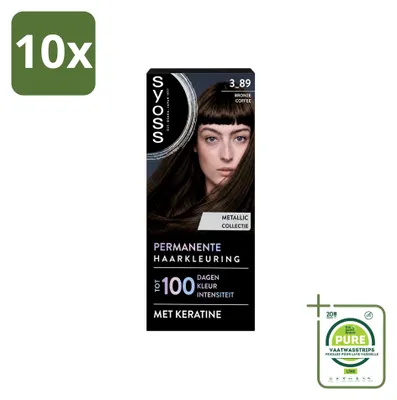 Produktbild von 10 x SYOSS Permanente Haarkleuring 3-89 Bronze Coffee mit Keratin - Großpackung - 10 Stücke