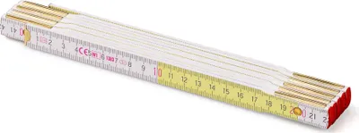 Obrázek produktu pro Metrie, skládací metr Perfekt-10, bílo-žlutý, ocelové spoje, 2 m