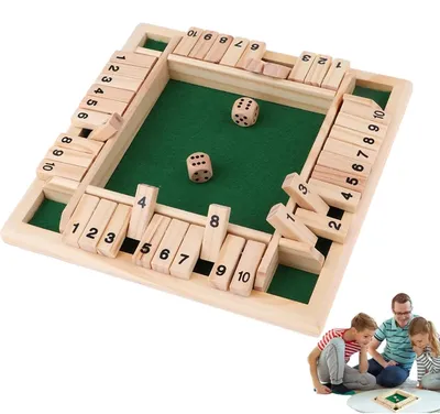Produktbild von Shut The Box Spiel für 4 Spieler, Holz Würfelspiel für Aktivitäten