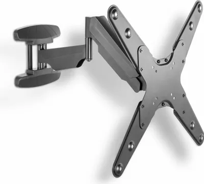 A black and gray TV wall mount is shown against a white background.