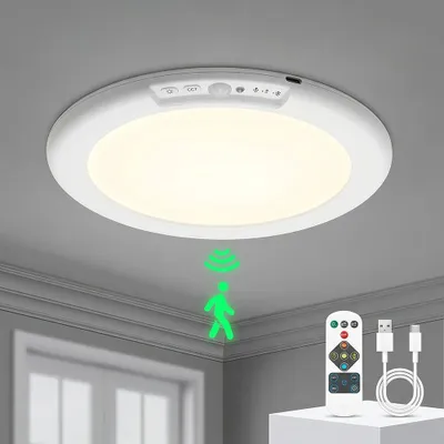 Produktbild von Akku Deckenleuchte Bewegungsmelder Lampe Innen USB Mit Batterie Led Deckenlampe Kabellos Küche Flur Balkon Keller Treppe Garage Schlafzimmer