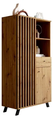 Produktbild von Highboard Wildeiche Anthrazit Kommode Modern Vintage - 80x156x40 cm (BxHxT) - Schrank Sideboard Anrichte