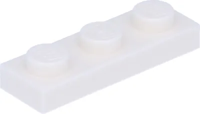 A single white Lego brick with three studs.