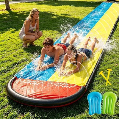 Produktbild von Wasserrutsche 480 cm, gelb-blau, doppelt, für Garten