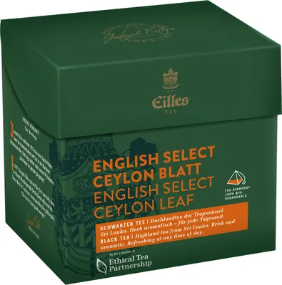 Produktbild von EILLES TEE Tea Diamond ENGLISH SELECT Ceylon Blatt im Pyramidenbeutel, 20er Box