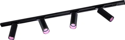 Produktbild von Ledvion - Schienensystem lampen, 1m, 1-Phasen, 4,9W, inklusive 4x GU10 LED , Schwarz, RGB, 4-flammig Spot, spotlight, deckenspot, deckenstrahler, strahler lampe