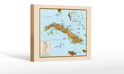 Produktbild von Holzschild Cuba 18x12cm Landkarte