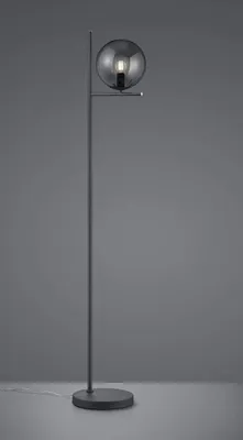 Obrázek produktu pro Designová stojací lampa v antracitové barvě s šedým skleněným stínidlem do obývacího pokoje
