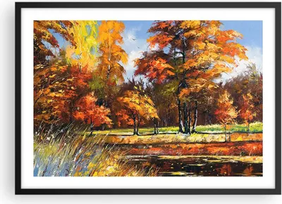 Produktbild von Gerahmtes Poster - Schwarzer Rahmen - Park Herbst Wasser - 70x50 cm - Wand Bild - Wanddeko - Wandbilder - Kunstposter - Wandposter - Bilderrahmen - Bilder - Kunstdruck - Wandbild - P2BAA70x50-3536