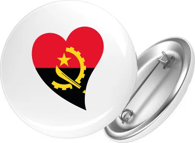 Produktbild von Huuraa Button Angola Flagge Herz 25mm rund mit Sicherheitsnadel Ansteckbutton Geschenkidee