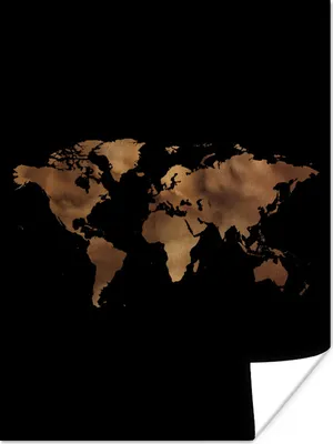 Produktbild von MuchoWow® Poster Weltkarte - Bronze - Schwarz 60x80 cm - Schlafzimmer Dekoration