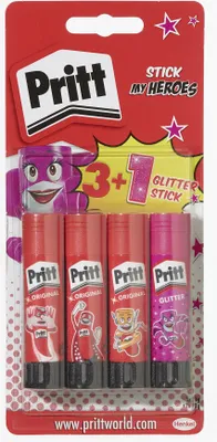 Produktbild von Pritt Klebestifte 3 Stück + 1 Glitter-Stick