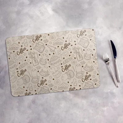 Produktbild von Tischset 4x45x30 cm + 10fi cm Platzset Tischmatte Platzmatte Untersetzer - Kaffee Kanne und Tasse