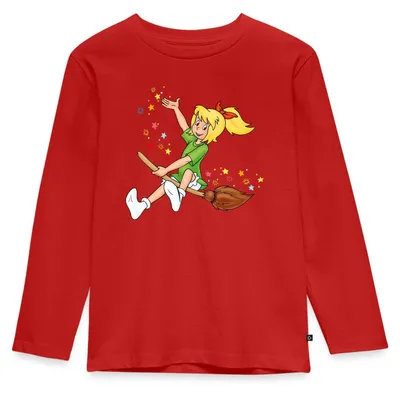 Produktbild von Spreadshirt Bibi Blocksberg Fliegt Auf Kartoffelbrei Kinder Premium Langarmshirt, 110/116 (4 Jahre), Rot