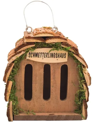 Productafbeelding van Vlinderhuis vlinderkast - Onbehandeld hout - Om op te hangen - Voor tuin en terras