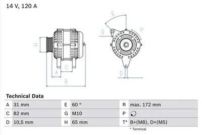 Produktbild von 0 986 038 180 BOSCH generátor x