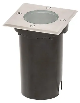 Außen-Einbaubodenlampe Metall GU10 Edelstahl/Schwarz 11x11x15 cm