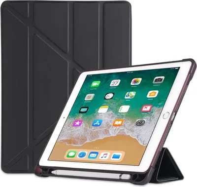 Productafbeelding van Robuuste, schokbestendige TPU-beschermhoes voor iPad 9.7 (2018) / 9.7 (2017) / Air / Air 2, met houder en penhouder (zwart)