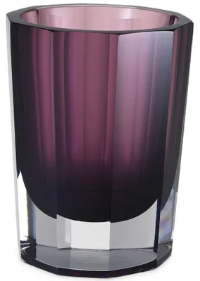 Produktbild von Casa Padrino Luxus Deko Glas Vase Lila Ø 11 x H. 15 cm - Elegante handgefertigte 8-eckige Blumenvase - Deko Accessoires