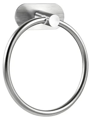 Immagine prodotto di Portasciugamani ad anello, in acciaio inossidabile, autoadesivo, rotondo, color argento, per bagno e cucina