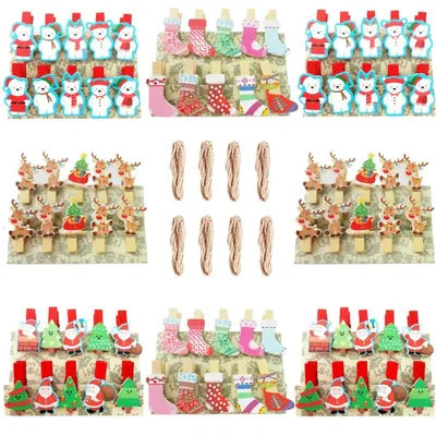 Productafbeelding van Omgoods - Set van 80 Houten Klemmen voor Kerstdecoratie