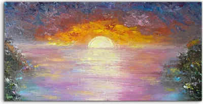 Produktbild von Coloray Acrylbild 100x50  Wandbild Acrylbilder Foto Malen bei Sonnenuntergang auf See