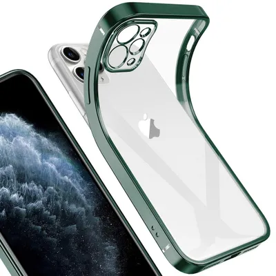 Obrázek produktu pro Pouzdro na iPhone 11 Pro, Lehký Transparentní Gel TPU Silikonový čtvercový Cover Frame Ochranné pouzdro pro iPhone 11 Pro Night Zelený