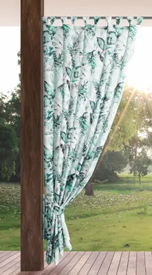 Produktbild von Eurofirany Zasłona ogrodowa Leaves Loops Wodoodporna zielona biała 220 cm x 155 cm