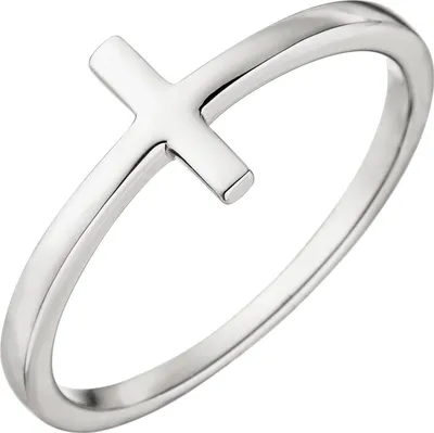 Produktbild von Gr. 56 Damen Ring Kreuz 375 Gold Weißgold Weißgoldring Kreuzring