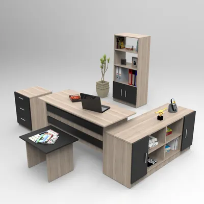 Produktbild von Skye Decor, Vo15-Ob, Büroausstattung, Büromöbel-Set, Eiche, 140 x 73,8 x 60 cm