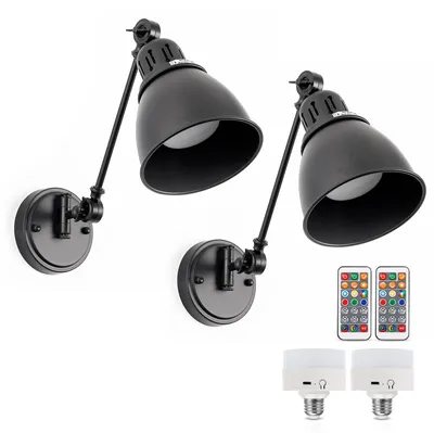 Produktbild von LED Wandleuchte Schwarz Kabellos Schwenkbar RGBCW 2er-Pack