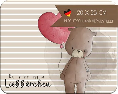 Produktbild von Kinder Frühstücksbretchen, Brettchen, Schneidebrett Bärchen Herz, Kunststoff weiß, 20x25 cm