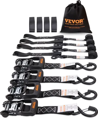 Produktbild von VEVOR 4er-Set Spanngurt 0,04 x 2,4 m Zurrgurt 2362 kg Ratschenzurrgurt Polyester-Gurt und Kohlenstoffstahl-Haken Befestigungsgurt Ratschenspanngurt Ideal für Motorräder Fahrräder Kajaks UTV Boote ATV