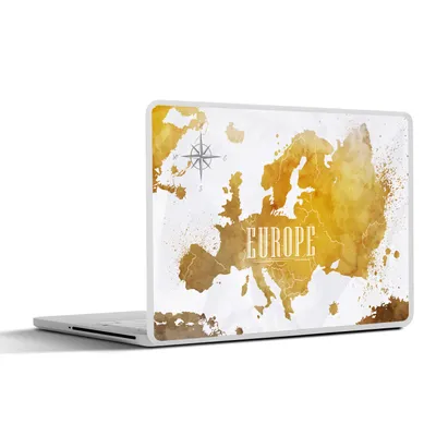 Produktbild von MuchoWow® Laptop Aufkleber Sticker Cover Weltkarten - Europa - Gold 31x22.5 cm - Laptop-Deko