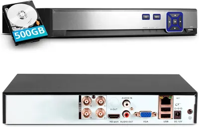 Immagine prodotto di Registratore per telecamere di sicurezza CCTV - DVR a 4 canali, risoluzione 5MP - Capacità di archiviazione: 500 GB