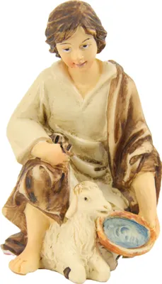 Produktbild von FADEDA JOK: Hirte kniend   / Höhe:8 cm / handbemalt / detailgetreue Krippen Figuren - Weihnachten Tisch Dekoration Krippe Zubehör