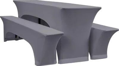 Produktbild von Gartenmöbelset aus 3 elastischen Bierdecken, grauen Bierbankdecken und Tischüberwurflaken, 70 cm Tischbreite, Gartenzeltsets 220 x 70 x 70 cm für Gartenbankset Gartenmöbel (3 Verpackungen)
