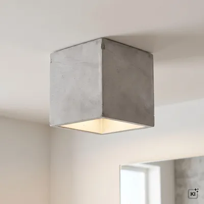 Produktbild von Deckenspot Beton B: 9 cm Aufputz Grau GU10 quadratisch Modern Spot Lampe Decke Spot Leuchte Decke, KI-generiertes Bild