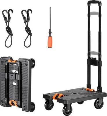 Immagine prodotto di Carrello manuale pieghevole con cinghie di tensione e ruote in gomma - massimo 50 kg - Carrello di trasporto con corde elastiche