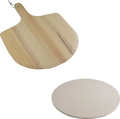 Produktbild von Pizza Set Steinplatte mit Pizzaschaufel 2tlg. Ø33cm Pizza Platte Servierplatte