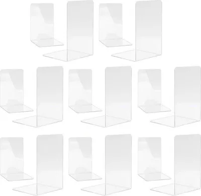 Produktbild von Famanu Acryl Bücherstützen - 8 Paar - Antirutsch - Desktop Organizer - Büro & Schule
