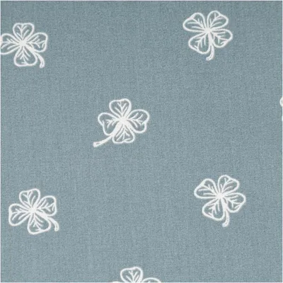 Produktbild von Baumwollstoff Meterware Popeline Stoff Kleeblätter blau wollweiß 145cm