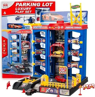 Zdjęcie produktu dla Parking Garaż Samochodowy Wielopoziomowy z Windą Helikopter + Autka