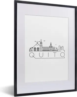 Produktbild von MuchoWow® MuchoWow® Gerahmtes Poster Stadtbild "Quito" auf weißem Hintergrund 30x40 cm - Poster mit zchwarzem Bilderrahmen - Wandposter Schlafzimmer