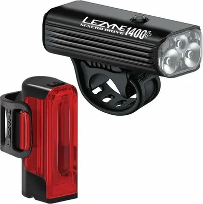 Produktbild von Lezyne Macro Drive 1400+/Strip Drive Pro 400+ Pair Satin Black/Black Front 1400 lm / Rear 400 lm Fahradlichterset