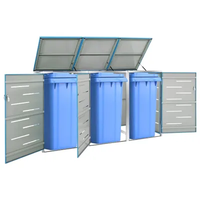 Zdjęcie produktu dla Pojemnik na odpady na 3 pojemniki 207x77,5x115 cm stal nierdzewna