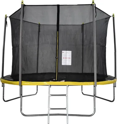Produktbild von Trampolin 305cm rund gelb schwarz mit Sicherheitsnetz und Leiter