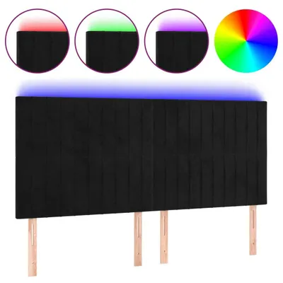Image de vidaXL Tête de lit LED noir 160x5x118/128 cm velours