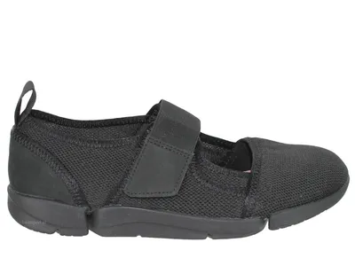 Zdjęcie produktu dla Clarks Tri Amelia Baleriny damskie z czarnego materiału z paskami na rzep 36