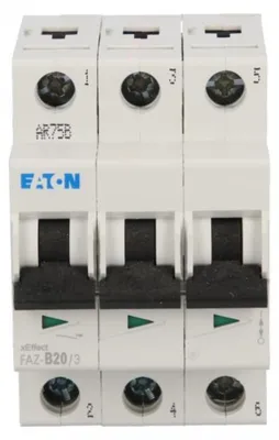 Productafbeelding van EATON LS-schakelaar, 20A, 3-polig, FAZ-B20/3, type B, artikelnummer 278848